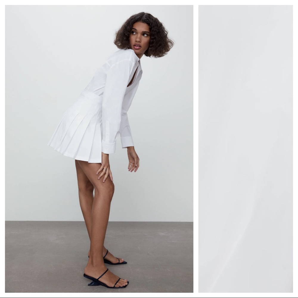 NWT. Zara White Poplin Jumpsuit Dress. Size S. - Picture 3 of 10